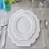 " OCCASIONS " 60 Plates Pack, Heavyweight Disposable Wedding Party Plastic Plates (10.5'' Dinner Plate, Imperial White & Silver) view 3