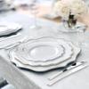 " OCCASIONS " 60 Plates Pack, Heavyweight Disposable Wedding Party Plastic Plates (10.5'' Dinner Plate, Imperial White & Silver) view 4
