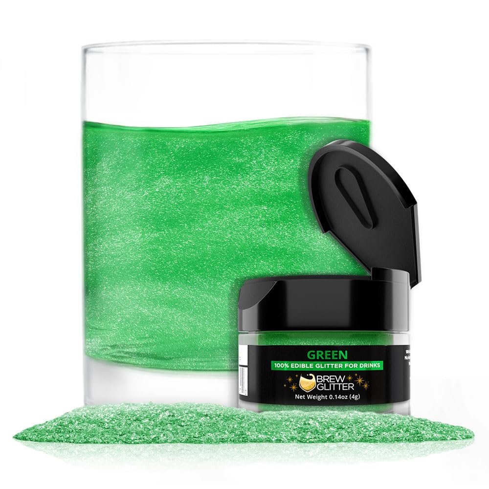 Brew Glitter Edible Glitter for Drinks, Cocktails, Beer, Garnish & Beverages (Green, 4 Grams)