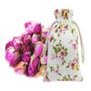 15 Pcs Burlap Bags with Drawstring, 5" X 7" Wedding Party Gift Bags Jewellery Bags (Small Flower) view 2