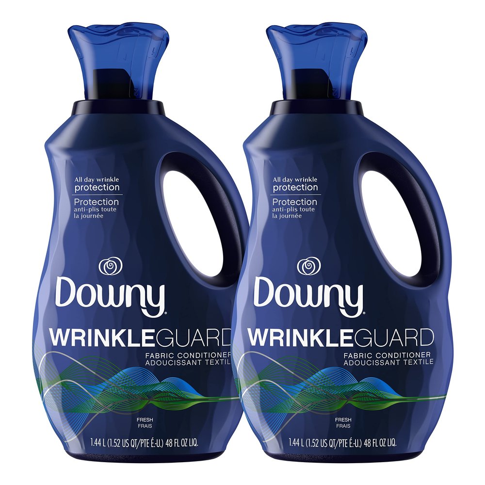 Downy WrinkleGuard Liquid Fabric Softener and Conditioner, Fresh, 48 fl oz 48 Loads, Pack of 2