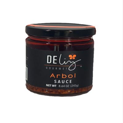 Deliz Gourmet Arbol Sauce, Oil-based chili sauce with almonds, 8.6 oz.