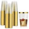 100 Gold Plastic Cups 12 oz Gold Glitter with a Gold Rim - Premium Disposable Party Cups - Elegant and Classy Sturdy Cups - Weddings Birthdays Anniversaries and Other Social Events view 1