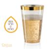 100 Gold Plastic Cups 12 oz Gold Glitter with a Gold Rim - Premium Disposable Party Cups - Elegant and Classy Sturdy Cups - Weddings Birthdays Anniversaries and Other Social Events view 3