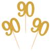 Donoter 50pcs 90th Cupcake Toppers Gold Glitter Number 90 Cake Picks for Birthday Anniversary Party Decoration view 1