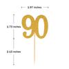 Donoter 50pcs 90th Cupcake Toppers Gold Glitter Number 90 Cake Picks for Birthday Anniversary Party Decoration view 2