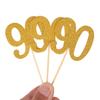 Donoter 50pcs 90th Cupcake Toppers Gold Glitter Number 90 Cake Picks for Birthday Anniversary Party Decoration view 3