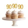 Donoter 50pcs 90th Cupcake Toppers Gold Glitter Number 90 Cake Picks for Birthday Anniversary Party Decoration view 4
