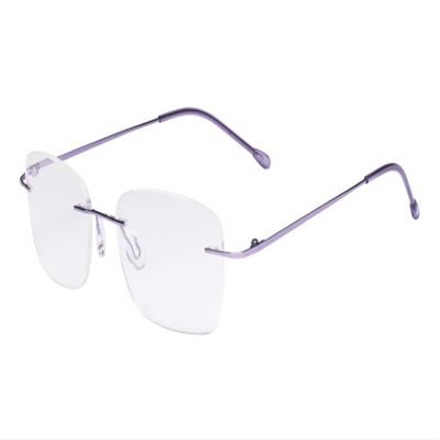 Eyekepper Rimless Metal Lightweight Reading Glasses Frameless Women Ladies Readers Purple +1.00