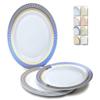 " OCCASIONS " 60 Plates Pack, Heavyweight Disposable Wedding Party Plastic Plates (10.5'' Dinner Plate, Louvre in White/Blue & Gold) view 1