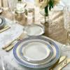" OCCASIONS " 60 Plates Pack, Heavyweight Disposable Wedding Party Plastic Plates (10.5'' Dinner Plate, Louvre in White/Blue & Gold) view 2