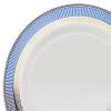 " OCCASIONS " 60 Plates Pack, Heavyweight Disposable Wedding Party Plastic Plates (10.5'' Dinner Plate, Louvre in White/Blue & Gold) view 4