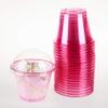 Golden Apple, 9oz-50sets Pink Red Plastic Cups with Clear Dome lids No Hole(50cups + 50lids) view 1