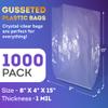 APQ Clear Gusseted Poly Bags, 8 x 4 x 15 Inch. Pack of 1000 Gusseted Plastic Bags 1 Mil Thick for Favors with Open Top. Clear Plastic Bags for Packaging Cookies, Popcorn, Candies, Homemade Bread view 2