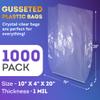 APQ Clear Gusseted Poly Bags, 10 x 4 x 20 Inch. Pack of 1000 Gusseted Plastic Bags 1 Mil Thick for Favors with Open Top. Clear Plastic Bags for Packaging Cookies, Popcorn, Candies, Homemade Bread view 2