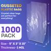 APQ Clear Gusseted Poly Bags, 5 x 3 x 15 Inch. Pack of 1000 Gusseted Plastic Bags 1 Mil Thick for Favors with Open Top. Clear Plastic Bags for Packaging Cookies, Popcorn, Candies, Homemade Bread view 2