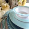 " OCCASIONS " 60 Plates Pack, Disposable Wedding Party Plastic Plates (10.5'' Dinner Plate, Rio in White & Pearled Turquoise Blue) view 4