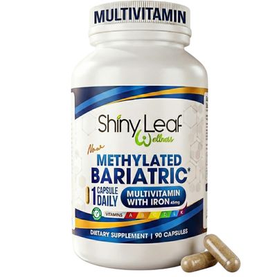 Shiny Leaf Methylated Bariatric Multivitamin with Iron 45mg  Once Daily Capsule, Made in USA, ASMBS Compliant Bariatric Vitamins for Gastric Bypass & Gastric Sleeve, for Men & Women  (90 Count)