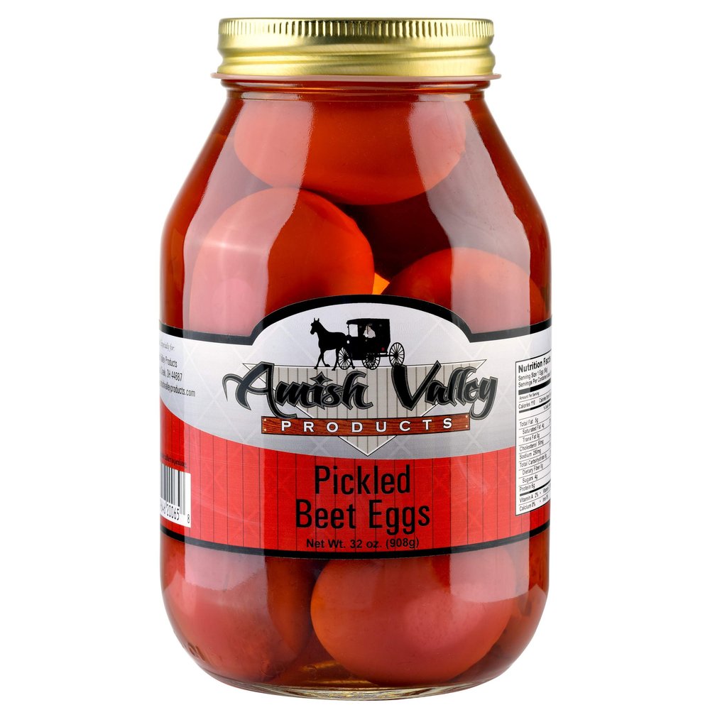 Amish Valley Products Pickled Eggs in Beet Juice Quart Glass Jar (4 Quart Jars - 32 oz)