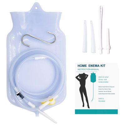 Enema Bag Kit for Colon Cleansing, 2 Quart Open Top Enema Bag with Silicone Hose - Reusable Home Coffee Enema Water Colon Cleansing Enemas