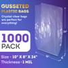 APQ Clear Gusseted Poly Bags, 10 x 8 x 24 Inch. Pack of 1000 Gusseted Plastic Bags 1 Mil Thick for Favors with Open Top. Clear Plastic Bags for Packaging Cookies, Popcorn, Candies, Homemade Bread view 2