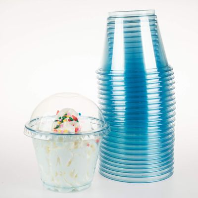 Golden Apple, 9oz-50sets Color Cups with Dome lids No Hole (Blue)