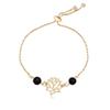 Adjustable Natural Lava Rock Stone Lotus Flower Bangle Bracelet Aromatherapy Essential Oil Diffuser Jewelry (Gold) view 1