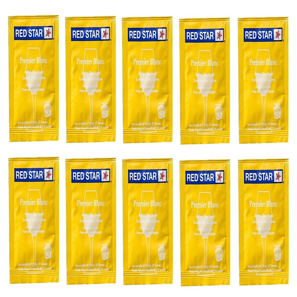 North Mountain Supply - RS-PB-10 Red Star Premier Blanc Wine Yeast - Pack of 10 - Fresh Yeast, Yellow