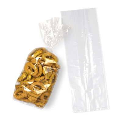 APQ Clear Gusseted Poly Bags, 4 x 2 x 12 Inch. Pack of 1000 Gusseted Plastic Bags 1 Mil Thick for Favors with Open Top. Clear Plastic Bags for Packaging Cookies, Popcorn, Candies, Homemade Bread