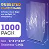 APQ Clear Gusseted Poly Bags, 4 x 2 x 12 Inch. Pack of 1000 Gusseted Plastic Bags 1 Mil Thick for Favors with Open Top. Clear Plastic Bags for Packaging Cookies, Popcorn, Candies, Homemade Bread view 2