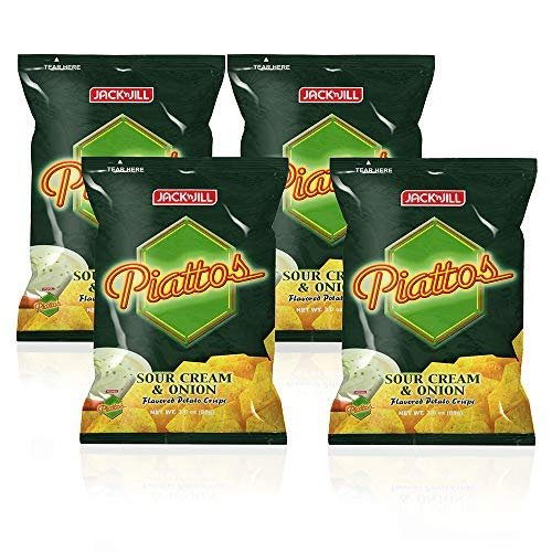 Jackn Jill Piattos Potato Crisps Sour Cream & Onion, 3 Oz (85g), 6 Pack