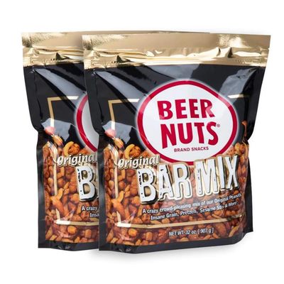 BEER NUTS Original Bar Mix - Crunchy Party Pretzels, Cheese Sticks, Sesame Sticks, Roasted Corn Nuts, & Original Roasted Sweet Glazed Peanuts - Snack Chips Alternative - 32 oz Resealable Bag (2 Pack)