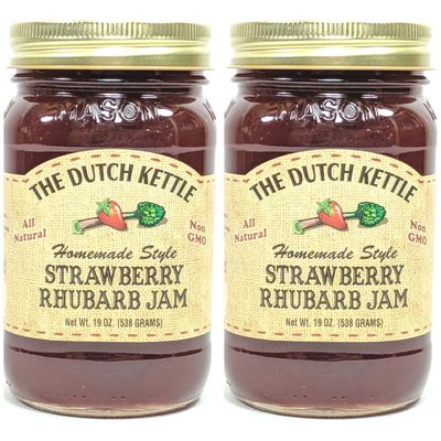 Amish Homemade Style Strawberry Rhubarb Jam 2-19 Ounce Non-GMO All Natural