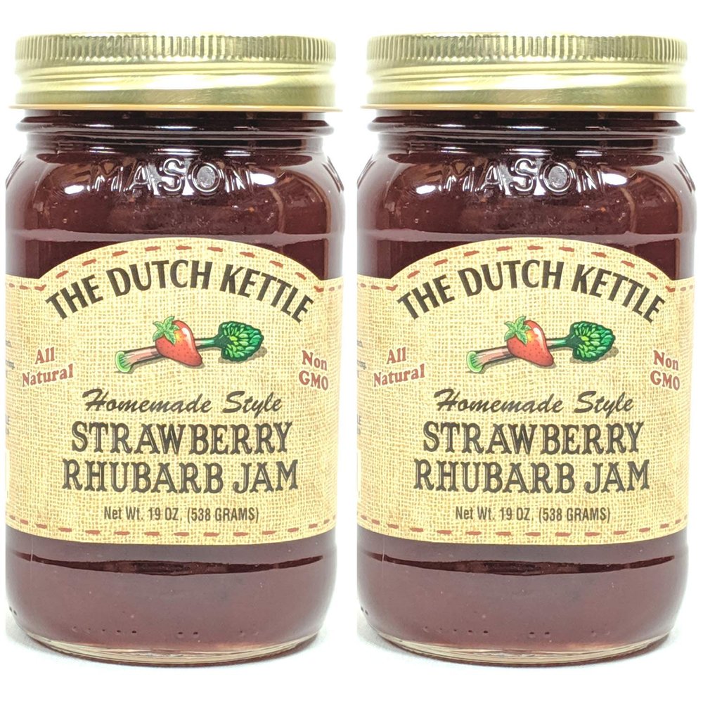 Amish Homemade Style Strawberry Rhubarb Jam 2-19 Ounce Non-GMO All Natural
