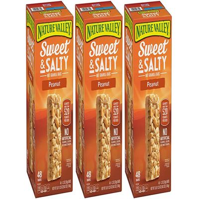 Nature Valley Sweet and Salty Granola Bars Peanut dipped in Peanut Butter Coating, 48 Bars (3 Boxes)