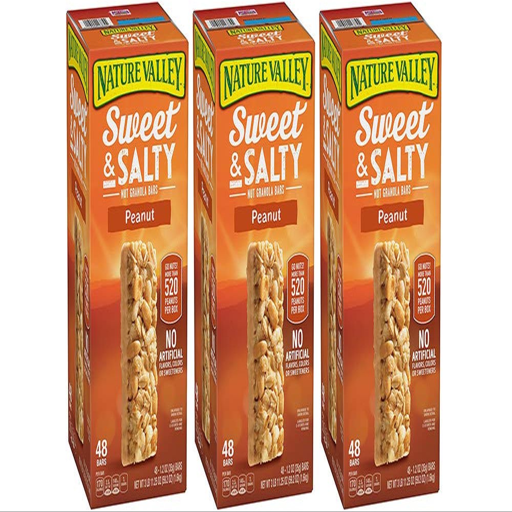 Nature Valley Sweet and Salty Granola Bars Peanut dipped in Peanut Butter Coating, 48 Bars (3 Boxes)