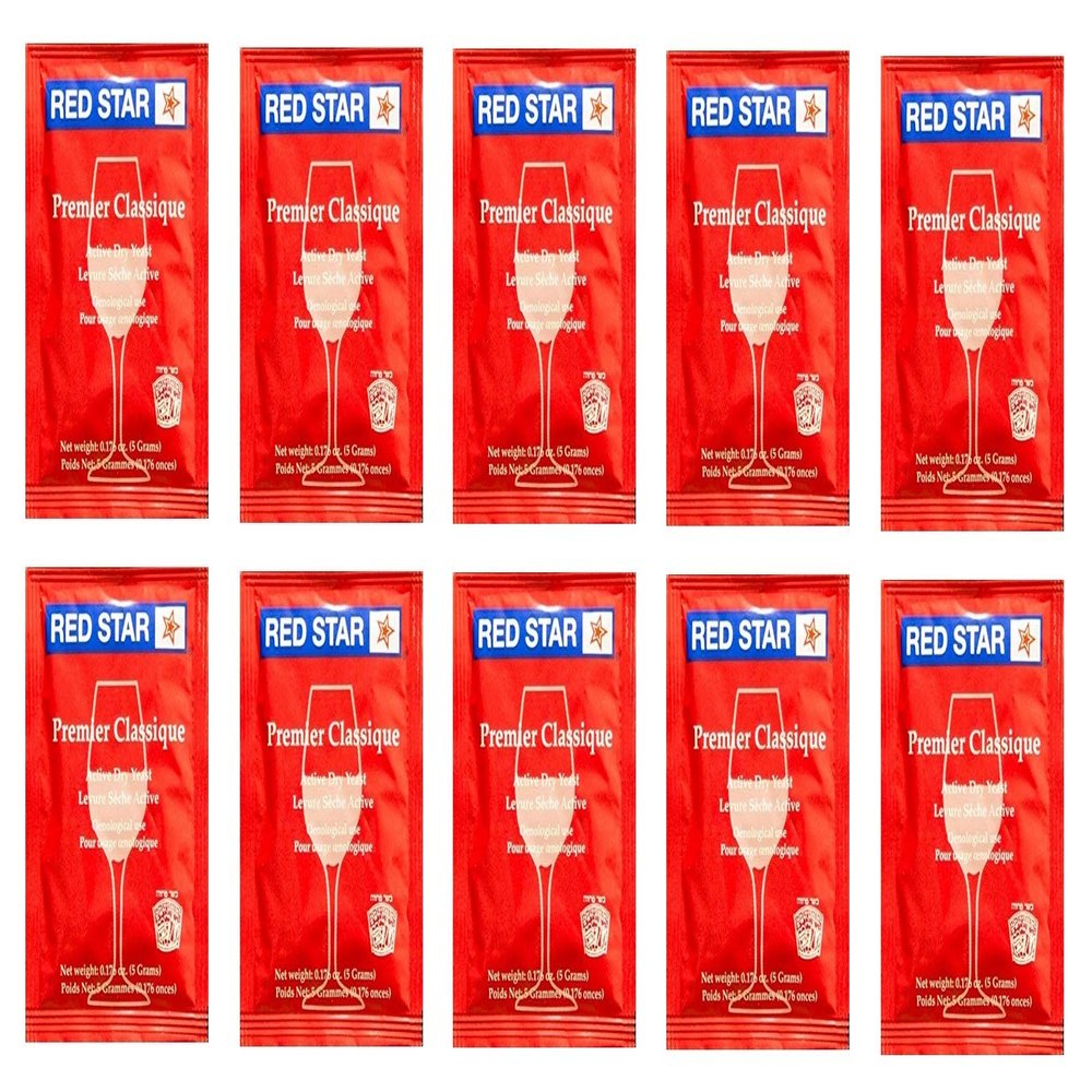 Red Star Premier Classique Wine Yeast - Pack of 10 - With North Mountain Supply Freshness Guarantee