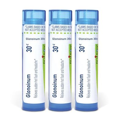 Boiron Glonoinum 30c Homeopathic Medicine for Sudden hot Flash and Headache - Pack of 3 (240 Pellets)