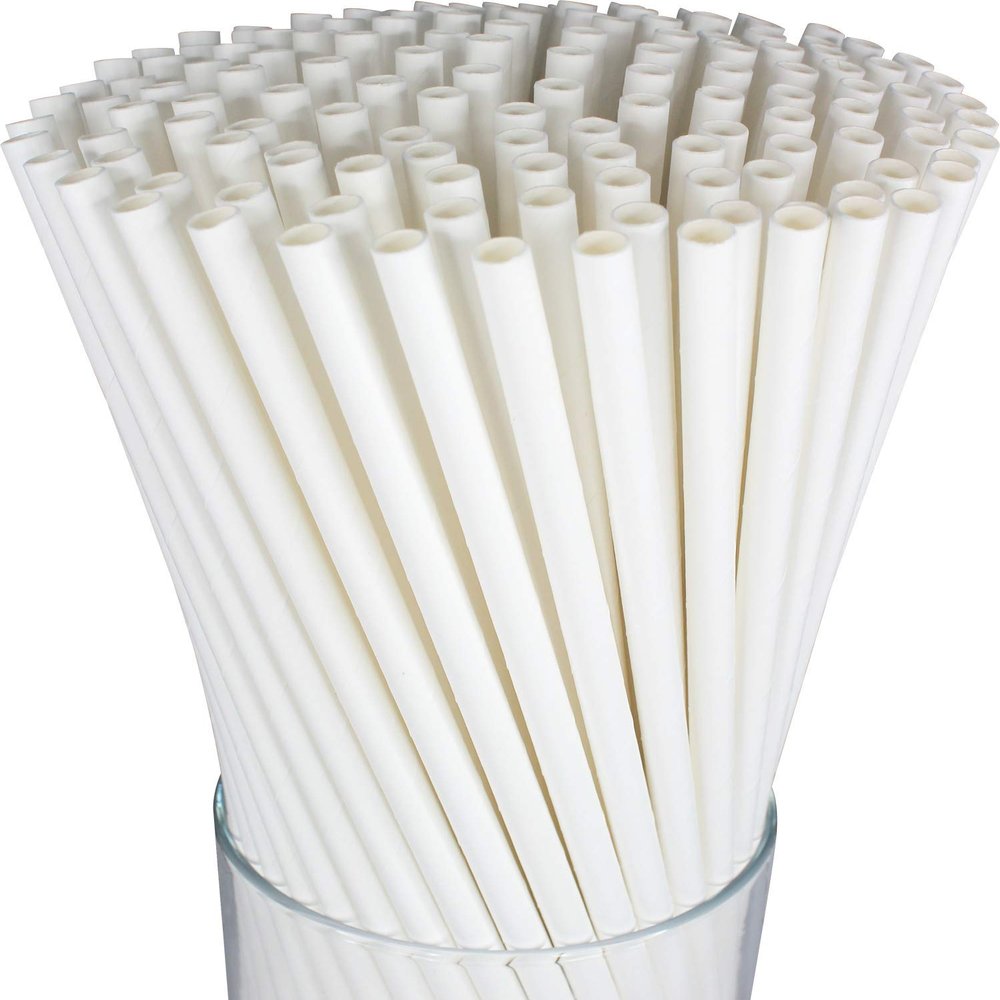 150-Pack Biodegradable White Paper Straws - Cake Pop Sticks for Weddings, Birthdays, Anniversaries, Holiday Celebrations, Party Decor - Disposable Drinking Straws