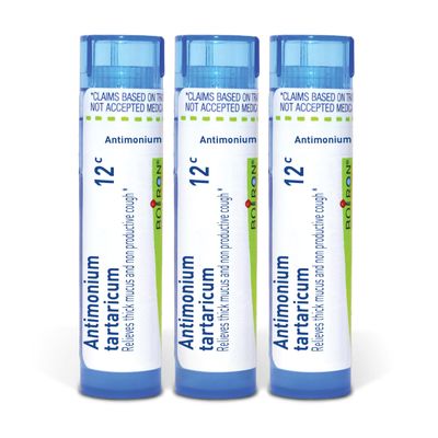 Boiron Antimonium Tartaricum 12C Homeopathic Medicine for Thick Mucus and Cough - Pack of 3 (240 Pellets)