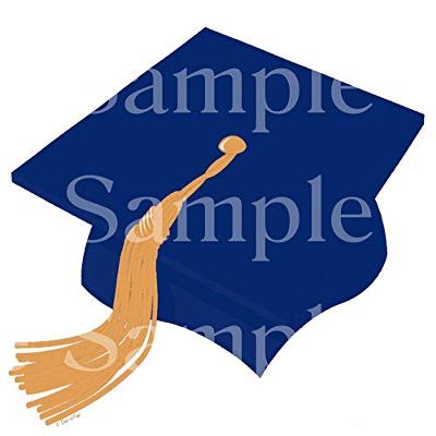 1/2 Sheet - Blue Graduation Cap Birthday - D24412-2D Edible Cake/Cupcake Party Topper - D24412