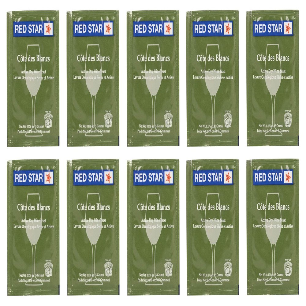 North Mountain Supply - RS-CB-10 Red Star Cote des Blancs Wine Yeast - Pack of 10 - With Freshness Guarantee
