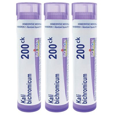 Boiron Kali Bichromicum 200ck Homeopathic Medicine for colds with Thick Nasal Discharge - Pack of 3 (240 Pellets)