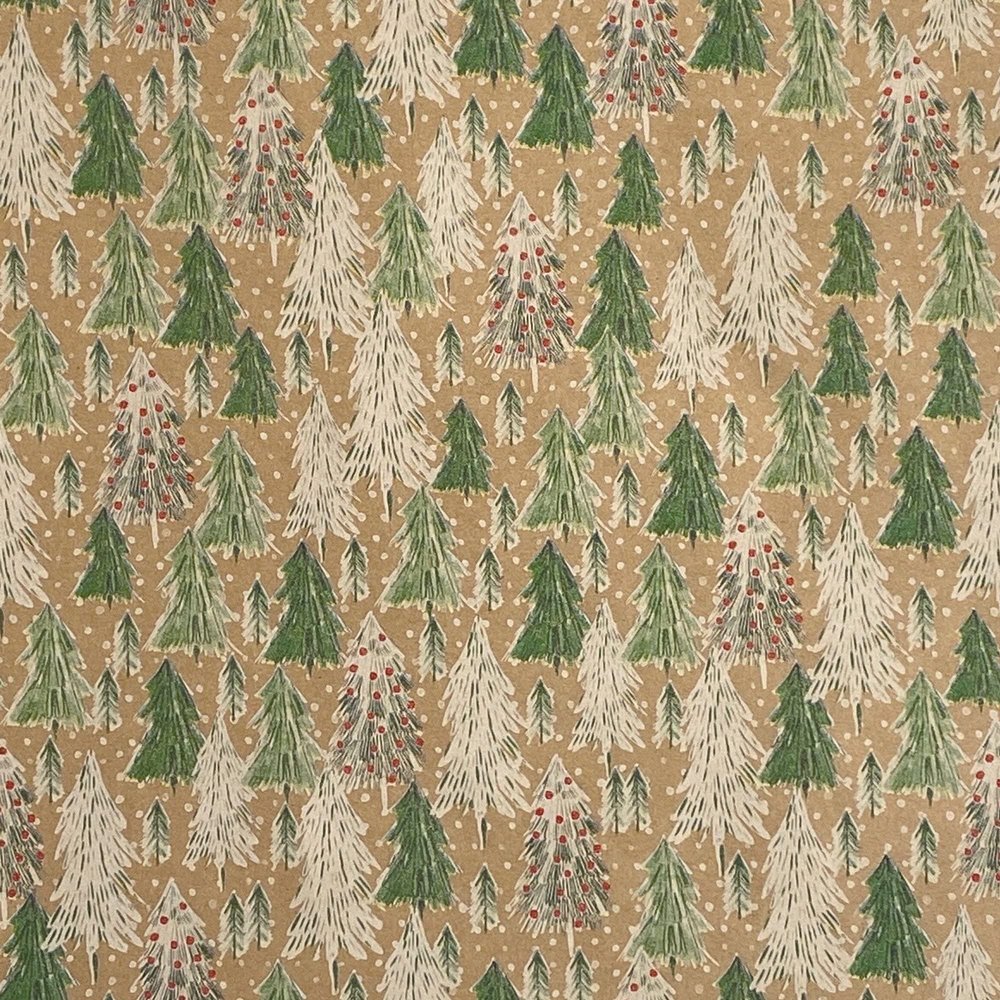 Jillson Roberts Wrapping Paper, Opulent Tree Kraft, 6 Jumbo Rolls 10 feet x 30 inches
