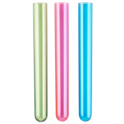 5 5/8" Neon Plastic Test Tube Shot Assorted Colors 3/4 oz Shooter - 100 Pack