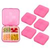 AKOAK 6 Pack Pill Box Organizer - Portable Travel Pill Box, Daily Medication Organizer Case, Compact Pill Fish Oil Vitamin Box (4 Compartments) (Pink) view 1