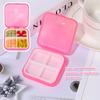 AKOAK 6 Pack Pill Box Organizer - Portable Travel Pill Box, Daily Medication Organizer Case, Compact Pill Fish Oil Vitamin Box (4 Compartments) (Pink) view 4