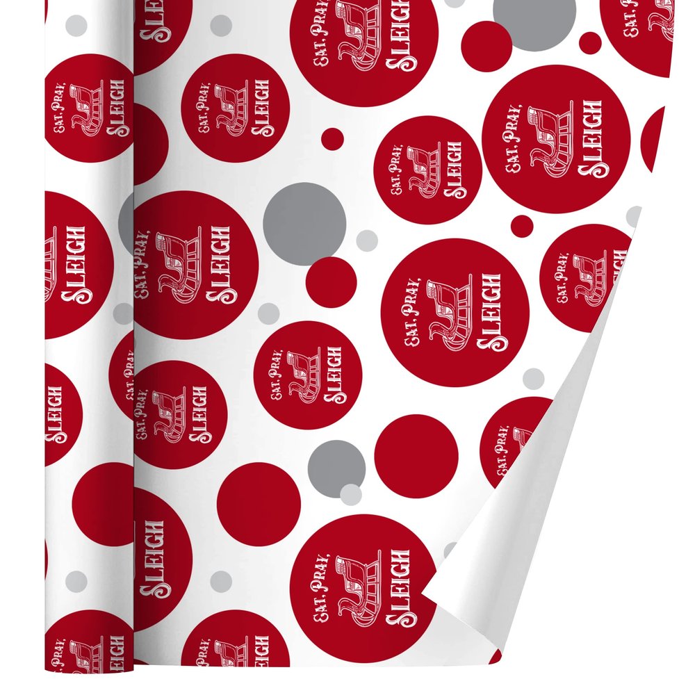 GRAPHICS & MORE Eat Pray Sleigh Christmas Winter Funny Humor Gift Wrap Wrapping Paper Roll