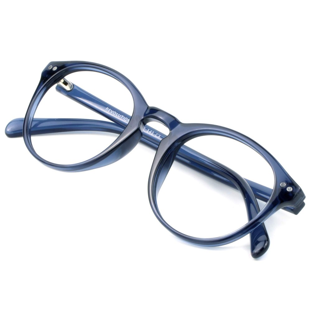 VisionGlobal Blue Light Blocking Glasses for Women/Men, Anti Eyestrain, Computer Reading, TV Glasses, Stylish Oval Frame, Anti Glare (Navy, +1.75 Magnification)
