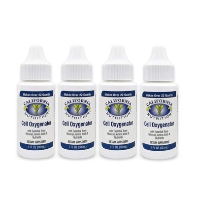 California Nutrition Cell Oxygenator 1 Fl Oz Bottle (Pack of 4), Cell Concentrate Liquid Oxygen Water Drops Daily Nutritional Dietary Supplement, Support Immune System, Trace Minerals Amino Acids